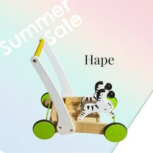 Hape Wooden Zebra Push Walker - White and Green